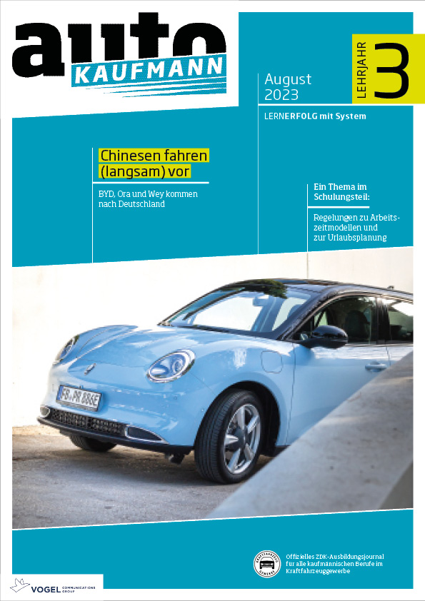 autoKAUFMANN 1/2023 Lehrjahr 3 Titelseite Magazin autoKAUFMANN August 2023 3. Lehrjahr
