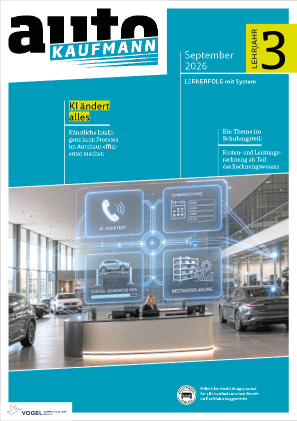 Magazin autoKAUFMANN Titelseite September 2026, 3. Lehrjahr Magazin autoKAUFMANN Titelseite September 2026, 3. Lehrjahr