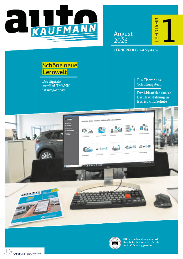 Titelseite Magazin autoKAUFMANN August 2026 1. Lehrjahr