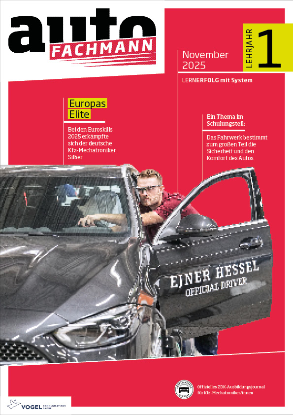 autoFACHMANN 4/2025 Lehrjahr 1 Titelseite Magazin autoFACHMANN, November 2025, 1. Lehrjahr