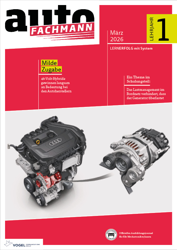 autoFACHMANN 8/2026 Lehrjahr 1 Titelseite Magazin autoFACHMAN März 2026 1. Lehrjahr
