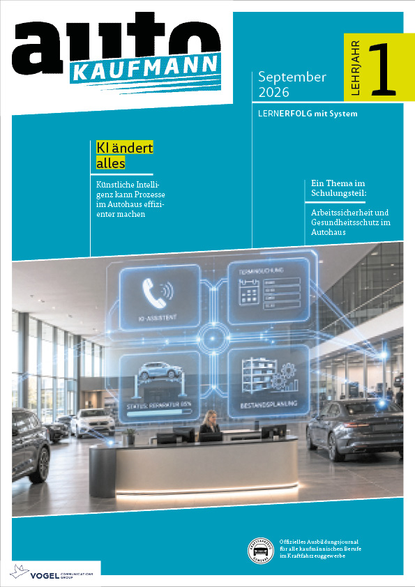 Magazin autoKAUFMANN Titelseite September 2026, 1. Lehrjahr Magazin autoKAUFMANN Titelseite September 2026, 1. Lehrjahr