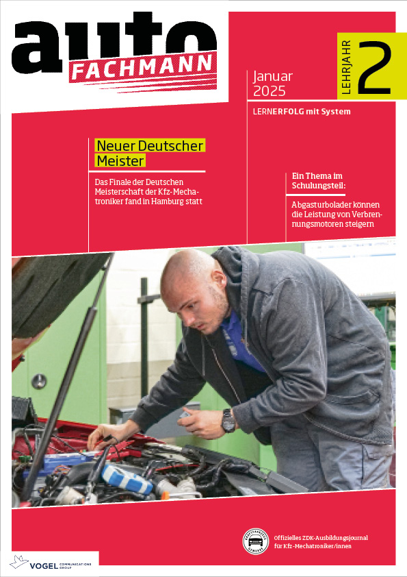 autoFACHMANN 06/2025 Lehrjahr 2 Titelseite Magazin autoFACHMANN Januar 2025 2. Lehrjahr