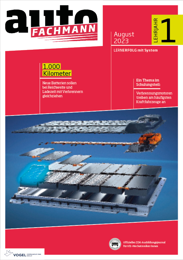 autoFACHMANN 1/2023 Lehrjahr 1 Titelseite Magazin autoFACHMANN August 2023 1. Lehrjahr