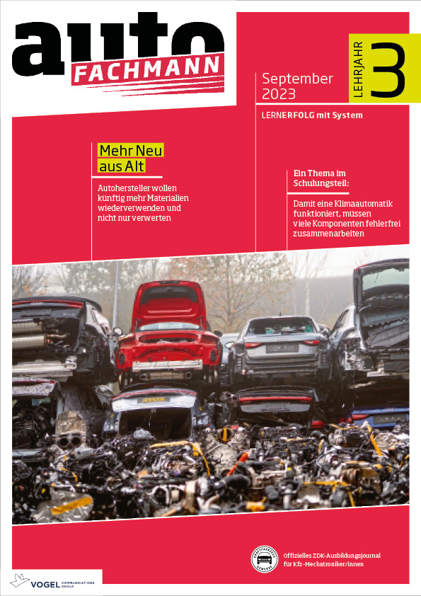 autoFACHMANN 2/2023 Lehrjahr 3 Titelseite Magazin autoFACHMANN September 2023 3. Lehrjahr