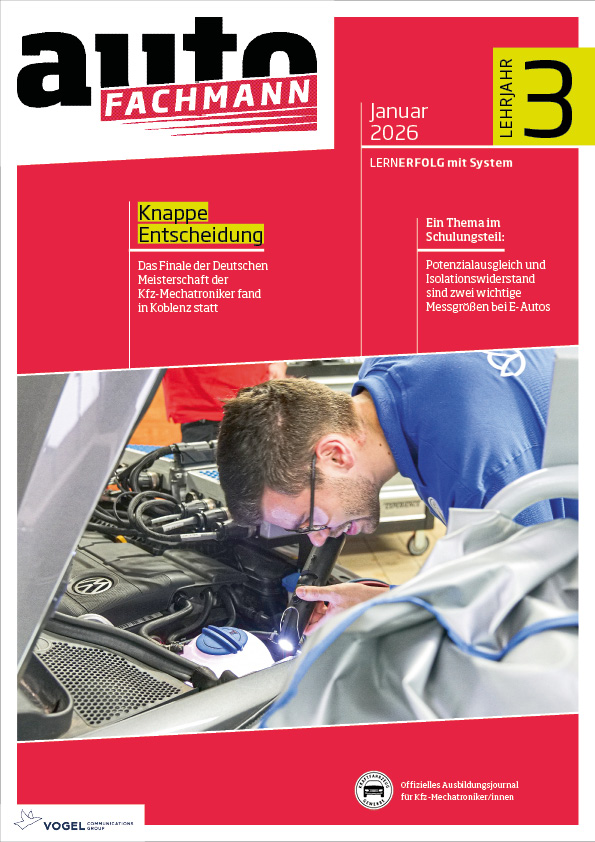 autoFACHMANN 6/2026 Lehrjahr 3 Titelseite Magazin autoFACHMANN Januar 2026 3. Lehrjahr