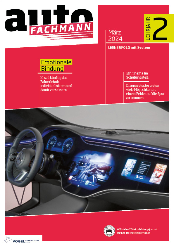 autoFACHMANN 8/2024 Lehrjahr 2 Titelseite Magazin autoFACHMANN März 2024 2. Lehrjahr