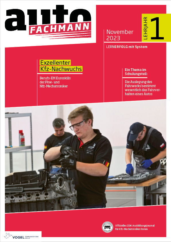 autoFACHMANN 4/2023 Lehrjahr 1 Titelseite Magazin autoFACHMANN Dezember 2023 1. Lehrjahr