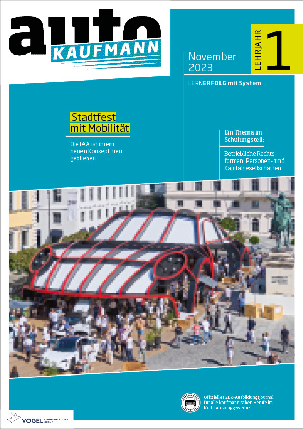 autoKAUFMANN 4/2023 Lehrjahr 1 Titelseite Magazin autoKAUFMANN Oktober 2023 1. Lehrjahr
