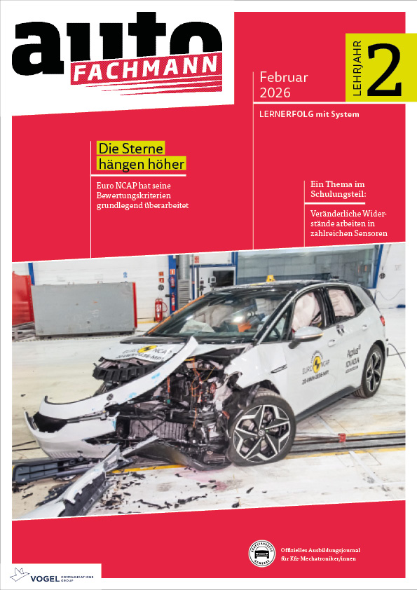 autoFACHMANN 7/2026 Lehrjahr 2 Titelseite Magazin autoFACHMANN Februar 2026 2. Lehrjahr